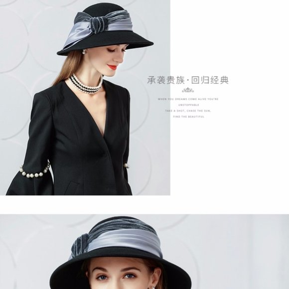 EE British wool hat wide brim elegant wild wool ha - Picture 12 of 13